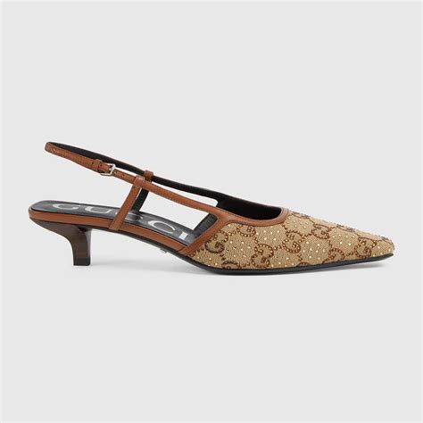 gucci logo slingback|Gucci slingback shoes.